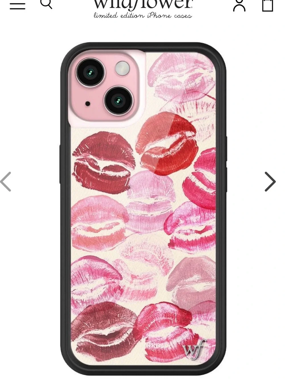 Wildflower Kiss Print iPhone 15 Case - Pink & Red Lipstick Design